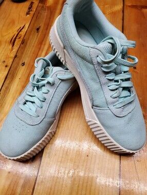 Puma Carina Suede Sneaker Mint Aqua Blue SoftFoam+ Women's Size 7.5 EU 38